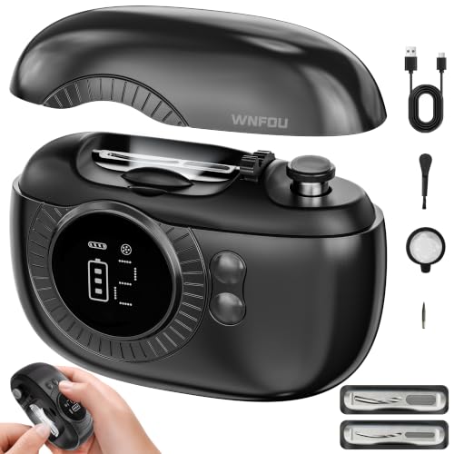 Wnfou Electric Nail Clippers for Seniors LED Light 5X Magnifier Gray