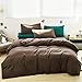 Luxlovery Brown Comforter Set Men King Mocha Bedding Comforter Set King Size Chocolate Color Solid Soft Breathable Blanket Quilts Chestut Brown Bedding Set King Size