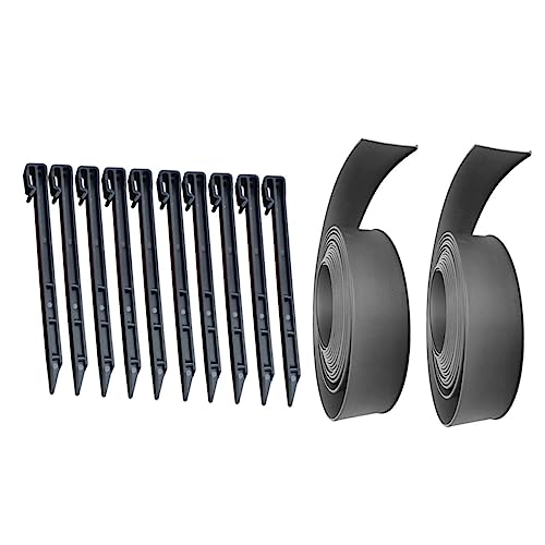 FONDOTIN 1Set Garden Border Edging Flexible Plastic Lawn Edging Strip with Spikes for Landscape Design Shaped Edging Anchoring Spikes for Garden Paths