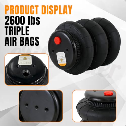 image for Elifecenter 2 Pcs Triple Bellow Air Suspension Bags 2600 lbs Airbags 1