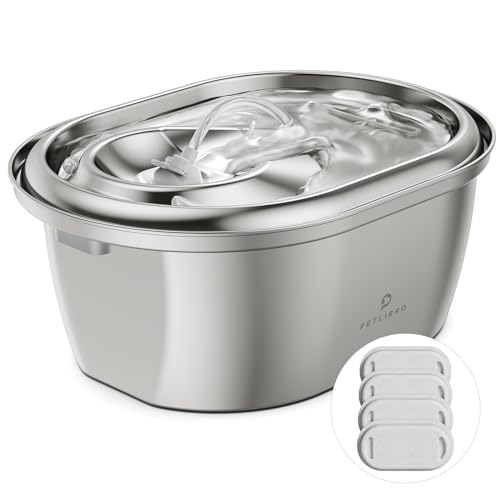 PETLIBRO Stainless Steel Cat Water Fountain, 101oz/3L Pet Water Fountain for Cats Inside, Food-Grade Dog Water Fountain, Automatic Cat Water Dispenser