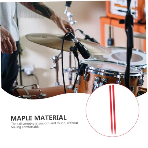 2 pares de baquetas de madera de arce rojas antideslizantes, ligeras, con punta redonda para tono claro, accesorios para batería y percusión miniatura 3