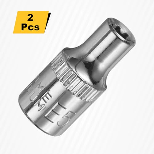 sourcing map 2pcs E-Torx Socket 1/4" Drive E5 External Torx Deep Socket CR-V 6 Point Spline Socket Star Female Bit Socket for Auto Repairs Home Maintenance DIY Hand-Making 1" Length - Image 2