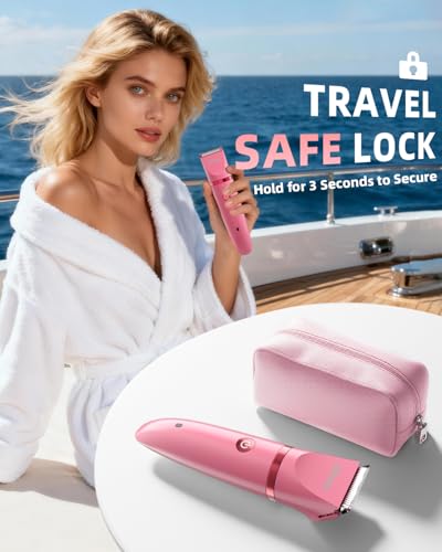 Image of Ufree Bikini Trimmer Electric Razors for Women, Ceramic Blade Body Hair Trimmer, IPX7 Waterproof Rechargeable Lady Shaver, Personal Groomer for Legs & Pubic Hair, Gifts for Women, Rose Red