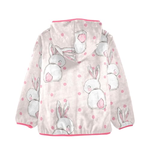 OTVEE Cute Bunny Pattern Pink Rabbit Kids Hoodie Jacket Fall Spring Full Zip Warm Outwear Coat2