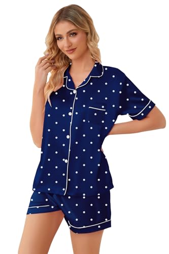 Image of Schbbbta Girls Womens Pajamas, Satin Silky Pjs Set Kids 2Pcs Button-Down Nightwear Sleepwear Gift for Mommy and me