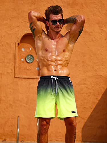 WDIRARA Men's Letter Patched Drawstring Waist Swim Trunks Quick Dry Pocket Swim Beach Shorts3