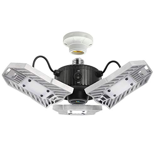 CREATE BRIGHT 60W Motion Activated Ceiling Light for Garage, Warehouse,Workshop,Basement and Others, High Power LED Light Bulb E26 Medium Base 6000 Lumen,6000K Daylight