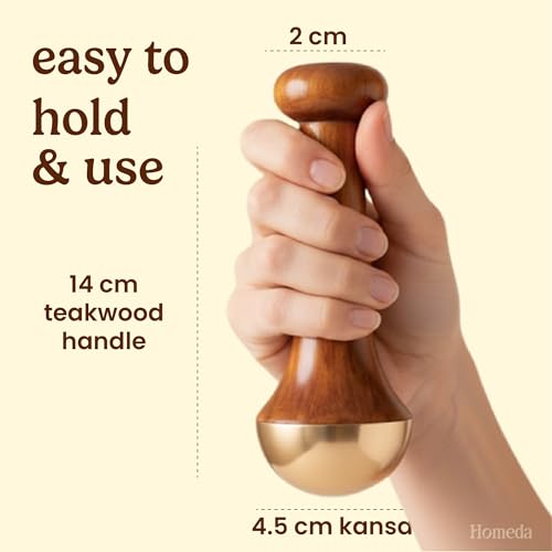 Homeda Kansa Wand Ayurveda Foot Massager - Indian Skincare Tool - SWA Kansa Wand for Feet & Face Relazation, Wellness & Detox - Ayurveda Gifts (Single Bowl) - Image 3
