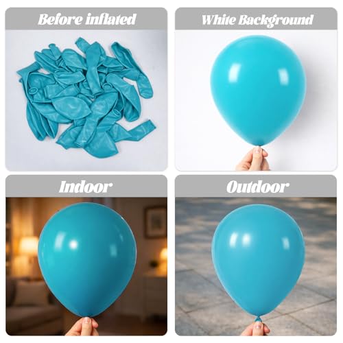Image of Voircoloria 90pack Peacock Blue Balloons Different Size 18 /12 /10 /5 Inch Pastel Green Balloon Garland Arch Kit for Baby Shower,Graduation, Wedding, Birthday, Gender Reveal, New Year Decorations
