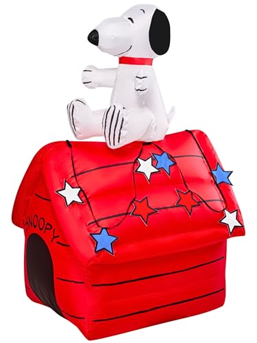 Rubies at Party City Peanuts: Snoopy on Doghouse Multi Holiday Lawn Inflatable by Rubies 3.5 feet