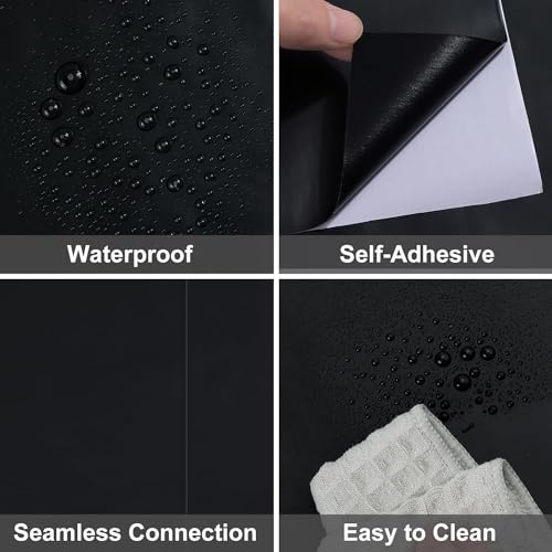 Image of WISDOM Matte Black Decorative for Cabinets Countertops Kitchen Shelves Liner Self Adhesive Film Peel and Stick Waterproof Removable Wallpaper (24 x 200, Black Matte Wallpaper)