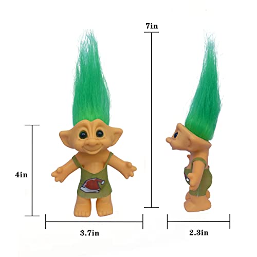 Good Luck Troll Doll 7"(Include Hairs) Tall Toy Action Figure Troll For School Project、Arts Crafts、Party Favors (12-Green) #TOP2
