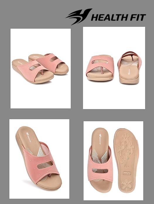 Image of HEALTH FIT EXTRA SOFT Women's Comfortable Memory Foam Doctor Slippers /Flip-Flops|Fashionable Casual & Stylish|Lightweight & Breathable|Outdoor Synthetic Casual Chappals Sandals Ladies & Girls HF25