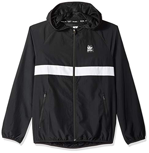 adidas Originals Men's Skateboarding Packable Wind Jacket, black/white, XL