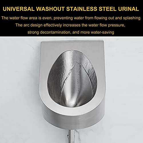 OTQEFTN Bathroom Wall-Mounted Urinal Men's Sanitary Ware, Non-Contact Stainless Steel Urinal with Sensor Flush Valve, High-Efficiency Flushing Urinal kit for Household Commercial