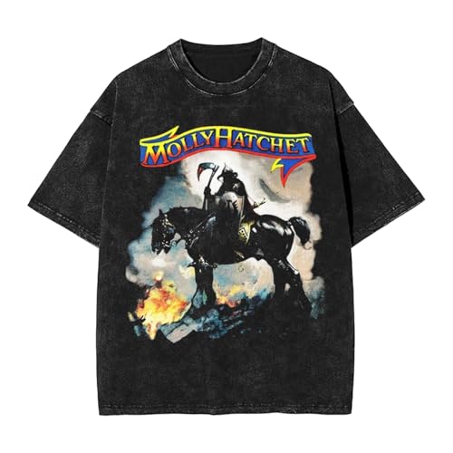ONIAWO Molly Musics Hatchet Vintage Oversized T Shirts Streetwear Loose Short Sleeved Top Shirts Unisex Black Small