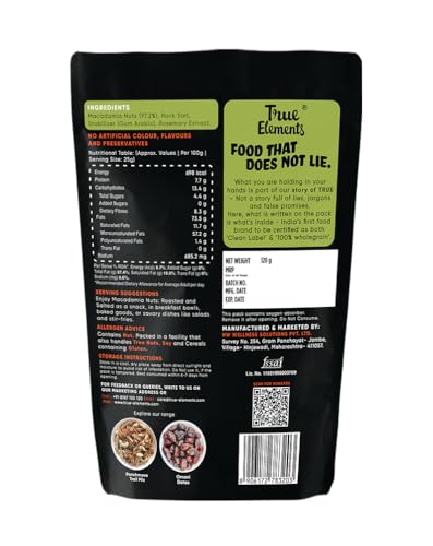Image of True Elements Macadamia Nuts Roasted And Salted 120g - Crunchy and Roasted Nuts | Healthy Snack | High in Fibre and Protein | Premium Dry Fruits