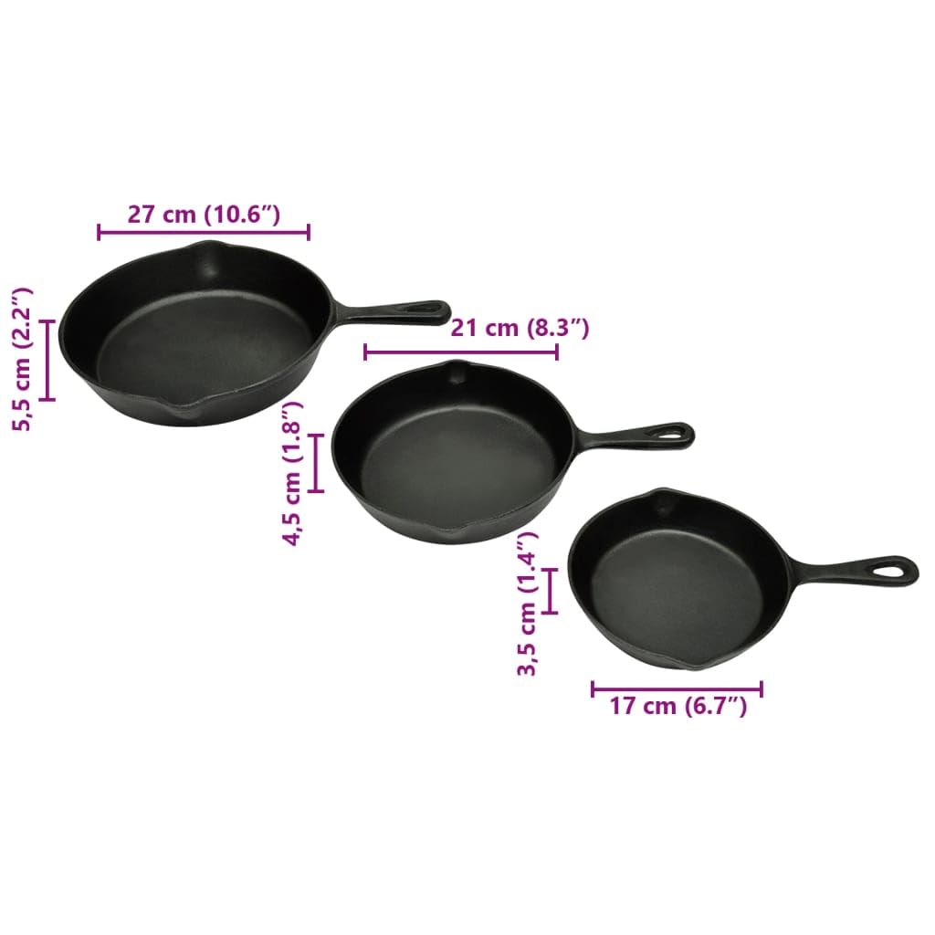 Generisch 3-TLG. Steakpfannen Set Gusseisen,Heim & Garten,Küche & Esszimmer,Kochgeschirr & Backformen,Kochgeschirr,Grillpfannen & -Platten,50122