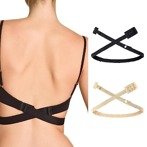2 Piezas de Extensores de Sujetador Espalda Descubierta Ganchos Alargador Sujetador Espalda,Mujer Extensores de Sujetador,Baja Convertidor Tirantes de Sujetador Sin Espalda para Vestido Sin Espalda