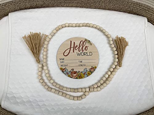 Birth Stat Sign For Newborn Baby, 6" Floral Design, Hello World, Gift For New Mom, Baby Shower, Gender Reveal, Crib & Nursery Decor, Pregnancy Announcement, Photography Prop, Hickory Hollow Designs #TOP3