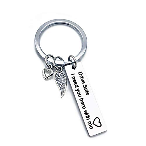Laileya Letters Gravierte Drive Safe Eigene, Personalisierte Schlüsselanhänger Edelstahl Auto-Schlüsselring Ehemann Freund Geschenk Keychain Cover