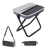 Portable Collapsible Stool, Large Camping Chair Supports 260 lbs, Adjustable Shoulder Strap Folding Stool, Ultralight Collapsible Stools with 2pcs storage bags for Hiking, Fishing, Outdoor (Gray)