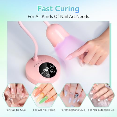 Image of Makartt UV Nail Lamp: Flash Cure lamp UV Light for Gel Nails Polish Luminoza 30mW /cm Rechargeable LED Nail Light with 4 Timers & Auto Sensor Fast Curing Goosenecks Lamp for Home DIY Manicure (Pink)