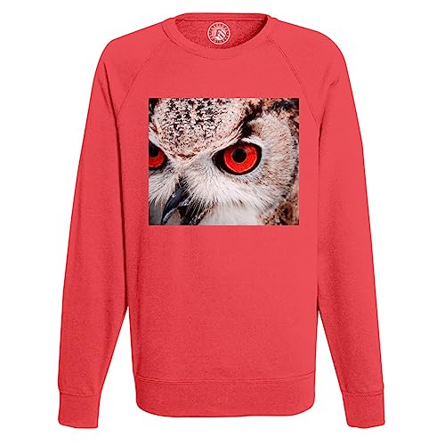 Sweatshirt Homme Chouette aux Yeux Rouges Imprimé Oiseau Sauvage
