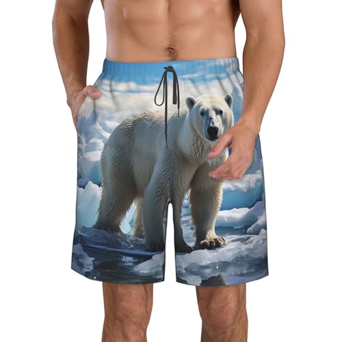 Men's Swim Trunks Polar Bear Ice Quick Dry Board Shorts with Pocket Swimsuit Swimwear for Men Beach Shorts - Main Image
