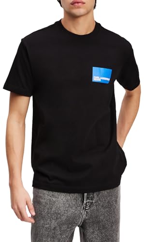KARL LAGERFELD JEANS, Men's, Regular Short Sleeve Box Logo Tee, Regular Fit, Black, M