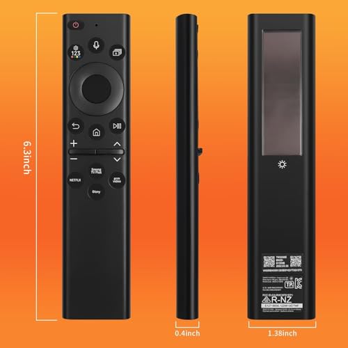 Image of Solar Voice Remote Control for Samsung Frame Smart TVs Compatible for Samsung 2021-2025 Crystal QLED 4K 8K Smart TVs Series, 4 Shortcut Buttons, BN59-01385A Black