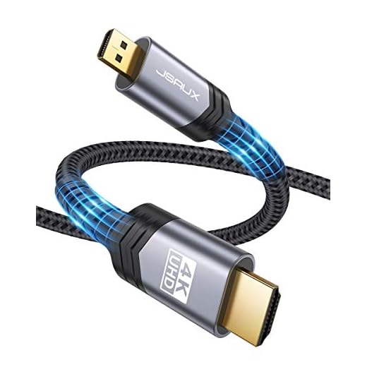 JSAUX 4K Micro HDMI to HDMI Cable 6.6 FT, Micro HDMI to Standard HDMI Cord Braided Support 4k 60Hz HDR 3D ARC 18Gbps Compatible with Sony A6000 A6300 Camera, Lenovo Yoga and More (Grey)
