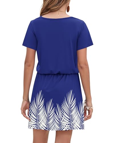 Image of AUSELILY Womens Summer Dresses 2026 Causal Short Sleeve V Neck Tie Front Mini Short Dress with Pockets