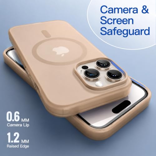 Image of DIZORO Matte Case for iPhone 16 Pro Max Compatible with MagSafe, Camera Lens Full Protection, Shockproof Translucent Frosted TPU Soft Phone Cover, Anti-Fingerprint (Desert)