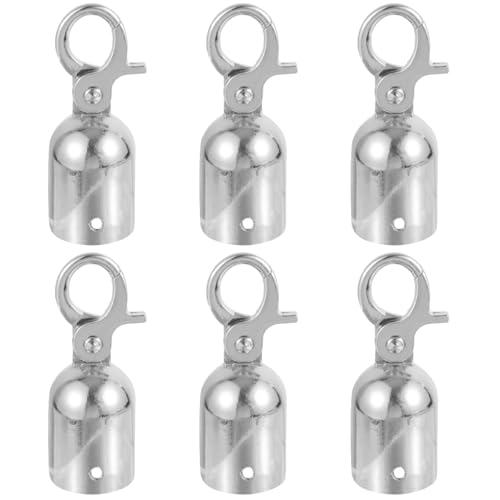 6pcs Rope End Stop Handrails Cord Locks Post Queue Rope Ends Crowd Control Barriers Snap Rope Fittings Hooks Stanchion Rope Hooks Crowd Control Rope Ends Bell Plug Stainless Steel