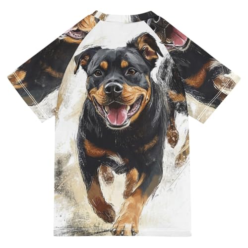 Boys Short Sleeve T-Shirts Dog White Watercolor Rashguard Kids Swim Shirts Sun UPF 50+2