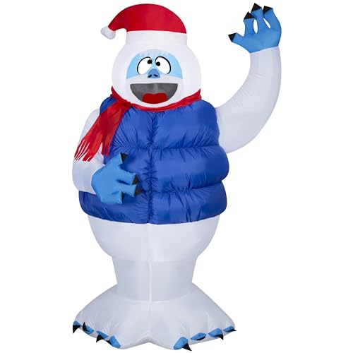 Gemmy Christmas Inflatable Bumble in Blue Puffer Vest 6.5 ft Tall Multi