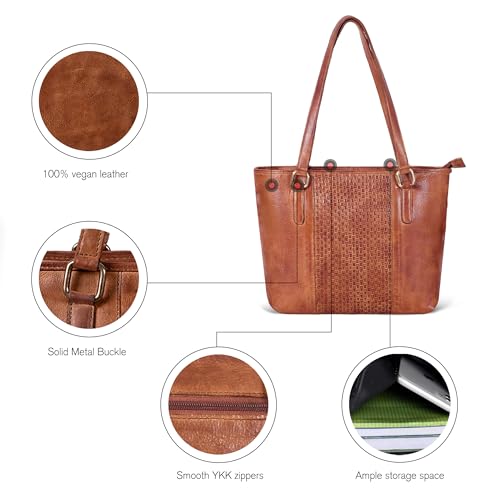 Image of Leather Purse For Women - Real Leather Tote For Women - Ladies Shoulder Handbag For Work, Travel, Casual Use