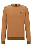 hugo boss kaschmir mantel damen Regular Fit BOSS Herren Arbor Pullover aus Baumwolle und Kaschmir mit gewebtem Logo-Aufnäher Hellbeige S