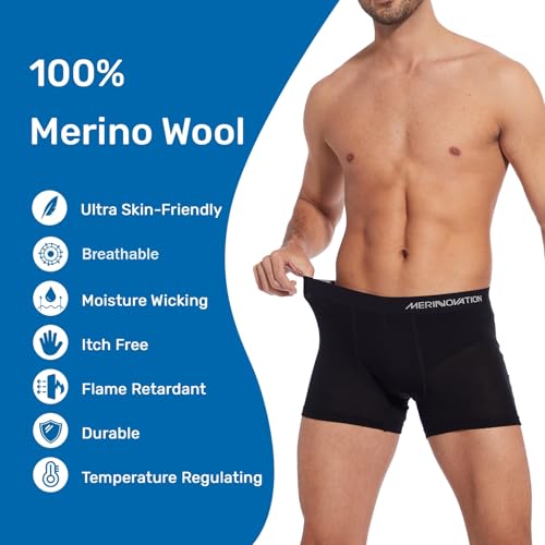 MERINNOVATION 100% Merino Wool Boxer Briefs for Men 2 Packs Underwear Boy Shorts Everyday Weight Breathable Anti-Odor2