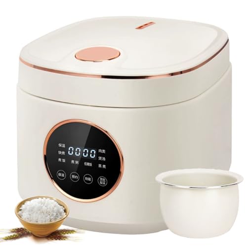 WUDLi Mini Olla Arrocera, 5L Low Carb Vaporera con Panel de Operación Multifuncional 8 Funciones de Cocción de Arroz, 5L Cerámica Esmaltada Antiadherente, para Arroz Blanco, Integral, Gachas y Sopa