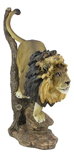 Ebros Gift African Lion King Of The Jungle Running Down A Sloping Rock Statue 11.25" Long Pride Rock Stampede Wildlife Scene Giant Cat Lions Of The Sub Saharan Sculpture #TOP4