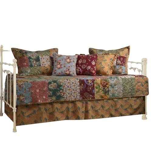 Image of Greenland Home Fashions 100% Cotton Authentic Patchwork Quilted Daybed Set, 7 Piece, Antique Chic
