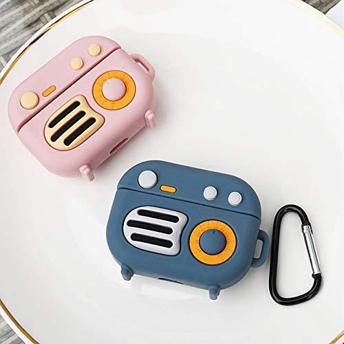 Compatible With Retro Radio Airpods Pro Case, Protective Silicone Retro Radio Skin For Airpod Pro Case Gramophone, Funny Kawaii Cute Fashion Cartoon 3D Cover For Airpods Pro With Ring (Pink) #TOP5