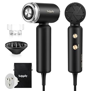 Dual Voltage Travel Hair Dryer, 1500W High-Speed Ionic Hair Dryers with Magnetic Curly Diffuser, Fast Drying, Lightweight Compact Portable Blow Dryer, No Heat Damage Gift Women,Quiet,European 110-240V