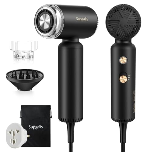 Dual Voltage Travel Hair Dryer, 1500W High-Speed Ionic Hair Dryers with Magnetic Curly Diffuser, Fast Drying, Lightweight Compact Portable Blow Dryer, No Heat Damage Gift Women,Quiet,European 110-240V