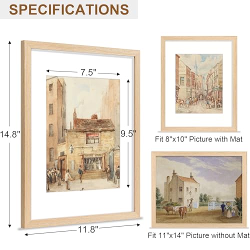 Vittanly 11x14 Solid Wood Picture Frame with Plexiglass, Natural #TOP5