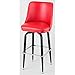 2 Bar Stools, Red Vinyl Bucket Seat, Black Square Frame, Knocked-Down