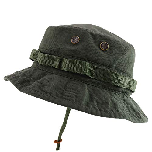 Rapid Dominance Washed Cotton Military Boonie Hat with Drawstring - Olive - L